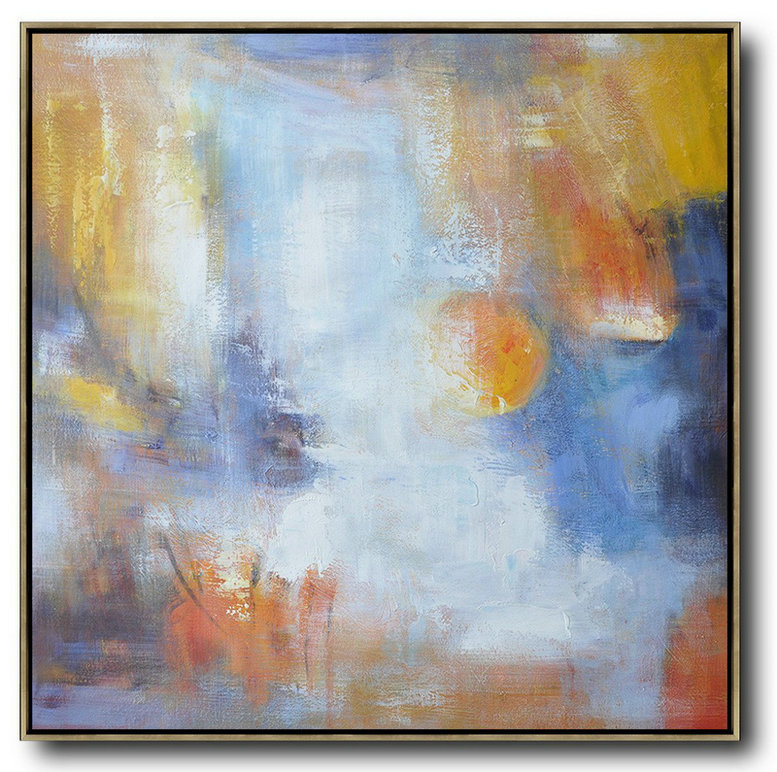 Extra Large Acrylic Painting On Canvas,Oversized Square Abstract Art,Large Canvas Wall Art For Sale,Red,White,Yellow,Blue.etc